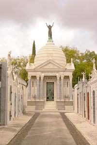 Historical grave monuments on alto de sao joao cemetery, lisbon, portugal