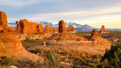 Scenic view of rocky mountains against sky