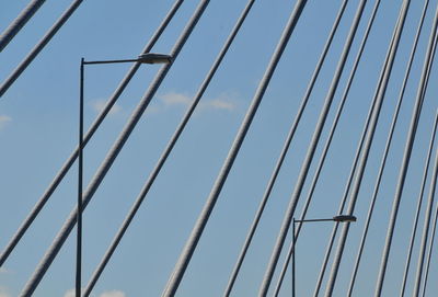 Low angle view of cables against clear sky
