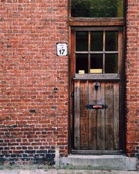 Closed door of building