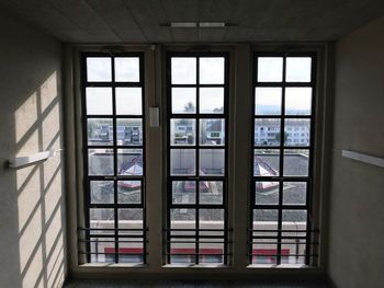 Building seen through glass window