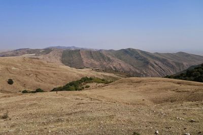 Scenic view of mountains against clear sky
