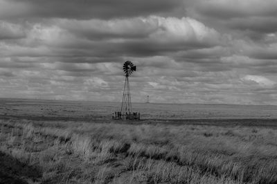 Scenic view of field against cloudy sky