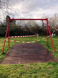 View of soccer field against sky