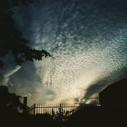 Low angle view of silhouette trees against sky