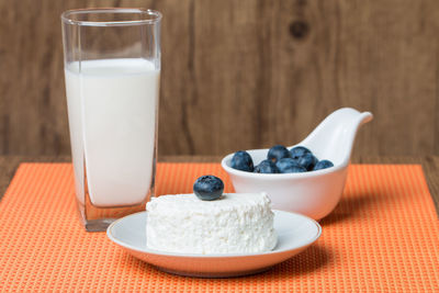 Close-up of breakfast served on table