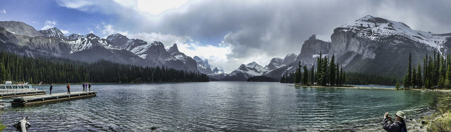 Panoramic view of lake against sky