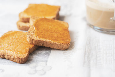 Close-up of breakfast on table