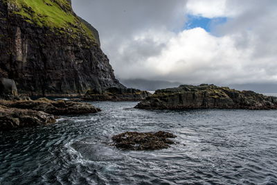 Scenic view of sea against cloudy sky