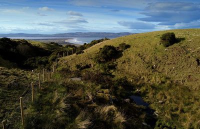 Scenic view of sea against cloudy sky