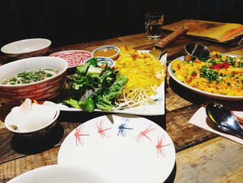 High angle view of food on table