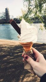 Woman holding ice cream