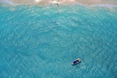 High angle view of boat in sea