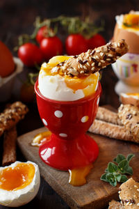 Close-up of breakfast on table