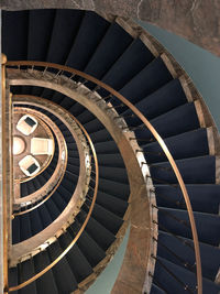 High angle view of spiral staircase in building