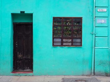 Closed door of building