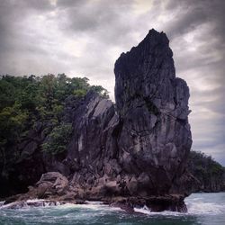 Scenic view of sea against cloudy sky