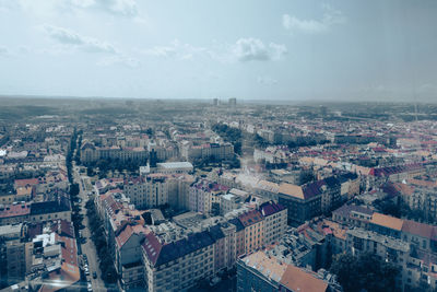 High angle view of townscape against sky