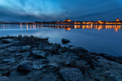 Scenic view torun of vistula riveragainst sky at dusk