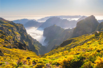 Scenic view of mountains against sky