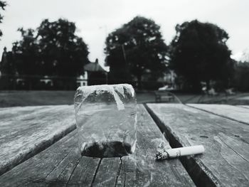 Close-up of cigarette on table