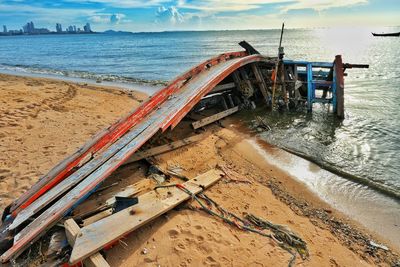 Old fishing boat at the beach