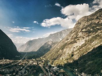 Scenic view of mountains against sky