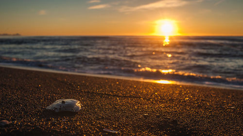 Scenic view of sea during sunset