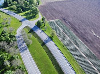 High angle view of road