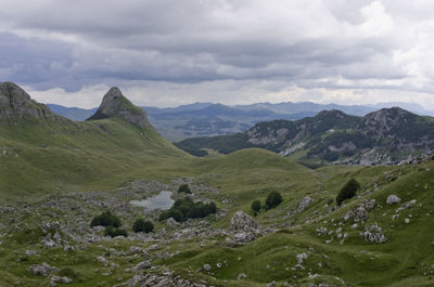 Scenic view of mountains against sky