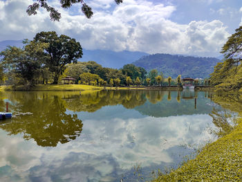 Scenic view of lake against sky