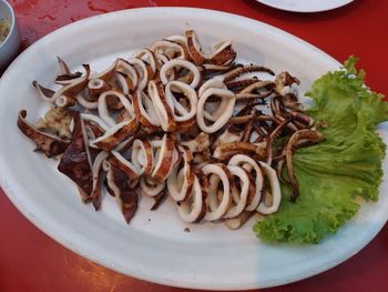 High angle view of meal served in plate