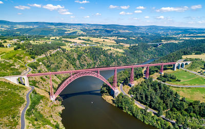 High angle view of bridge over river against sky