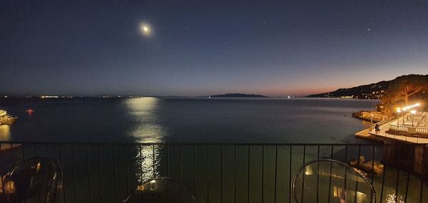 Scenic view of sea against sky at night