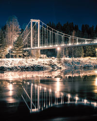 Bridge over river at night