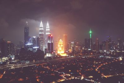 Illuminated city at night