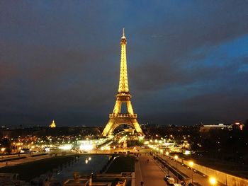 Illuminated city at night