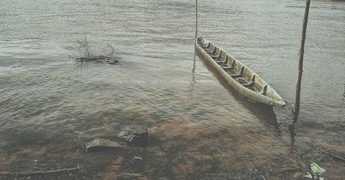 High angle view of boat in water