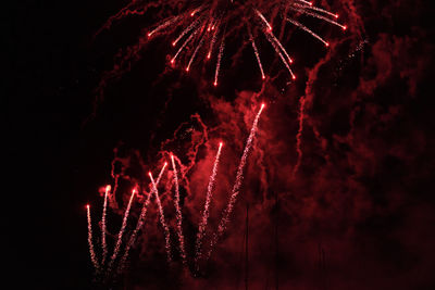 Firework display at night