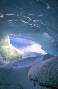 Aerial view of frozen landscape