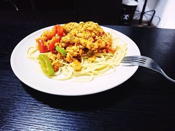 High angle view of food on table