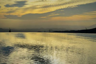 Scenic view of sea at sunset