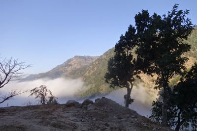 Scenic view of mountains against clear sky