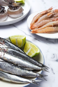 Close-up of fish in plate on table