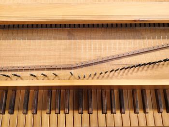 High angle view of piano keys