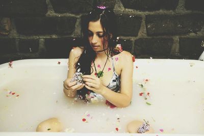 Young woman with ice cream
