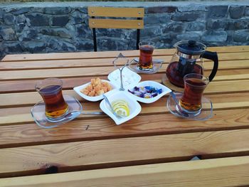 High angle view of food on table
