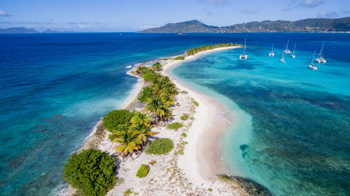 Aerial view of sandy island, carriacou, grenada