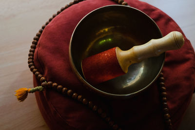 High angle view of roasted coffee on table