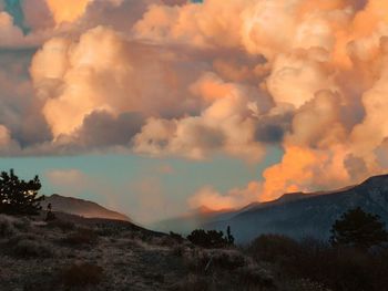 Scenic view of landscape against sky during sunset